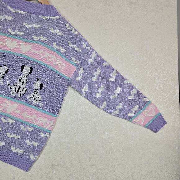 VTG Adele Knitwear Sweater S* Purple Dalmations Dogs Grannycore Cottagecore - Picture 9 of 15
